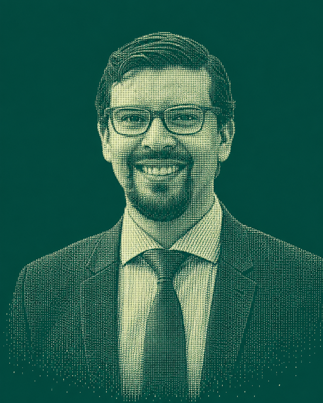 ASCII and dither portrait of Daniel Acuña